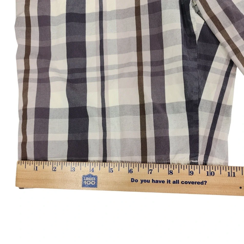 Banana Republic Short sz 34 Men Bermuda Plaid Gray Brown 10.5